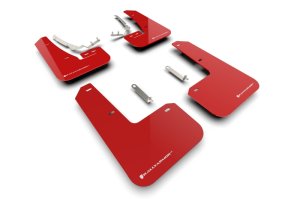 Volkswagen Golf GTI Mud Flaps - Front + Rear - Rally Armor - UR Red with White Logo - Red - `22-`25